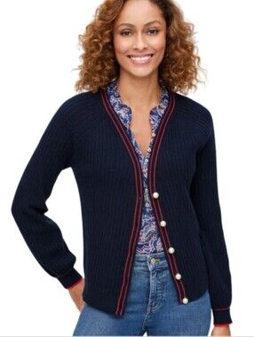 Talbots Cardigan V-Neck Talbots - Tipped Pearl Buttons Size Medium Petite